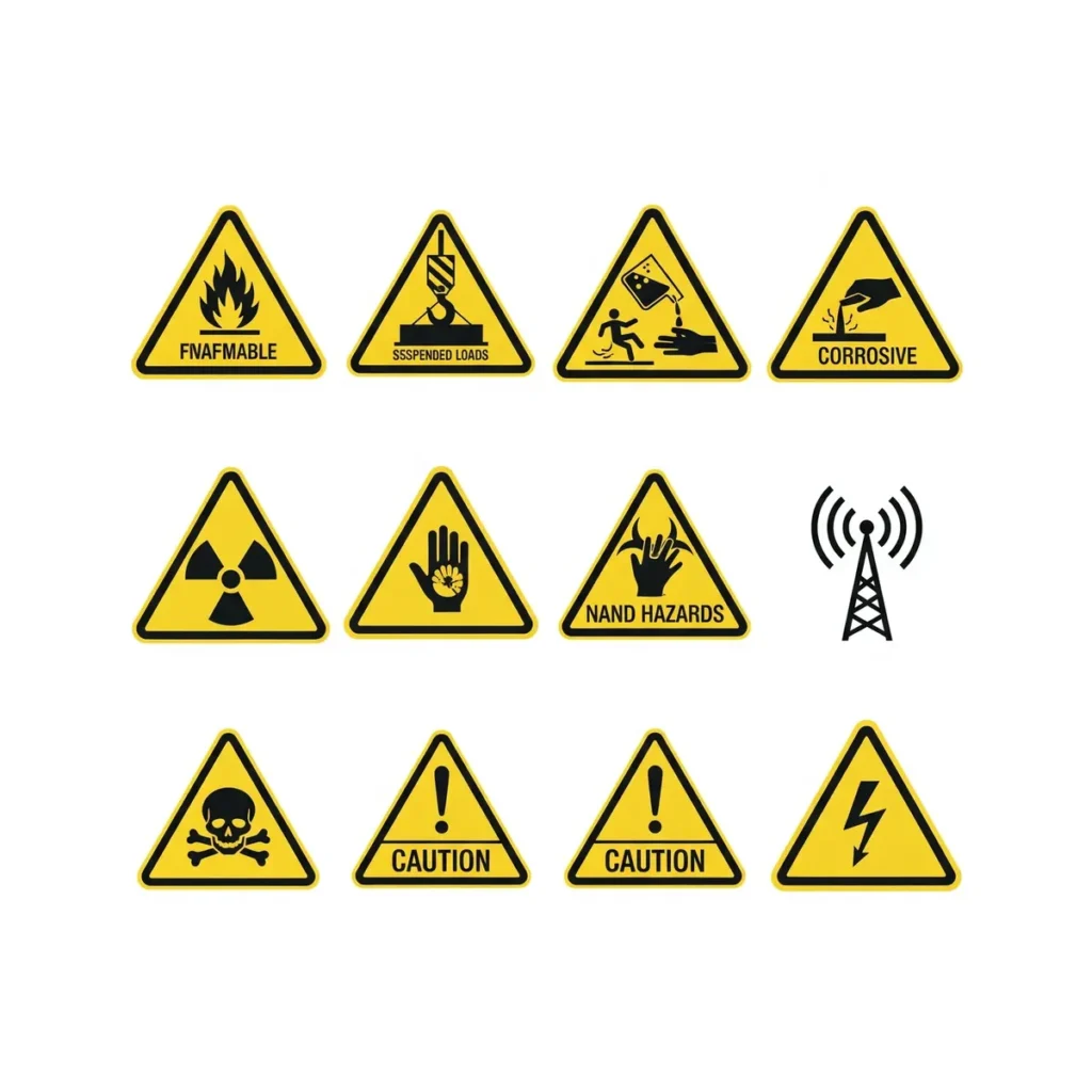 Señalética de advertencia color amarillos Señalética industrial de advertencia